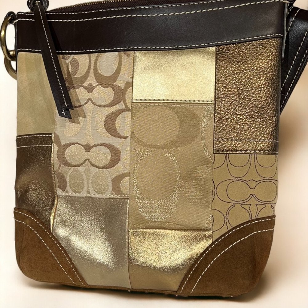 Stunning Coach Patchwork Logo Brown Shoulder Bag … - image 6